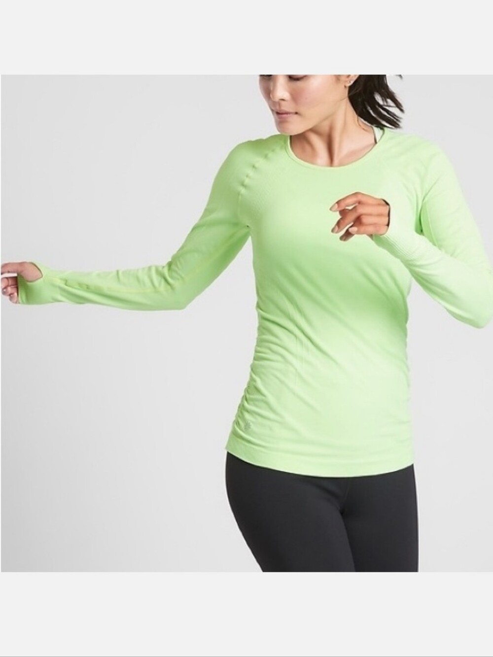 Athleta Speedlight Seamless Long Sleeve Top Lime Green Small